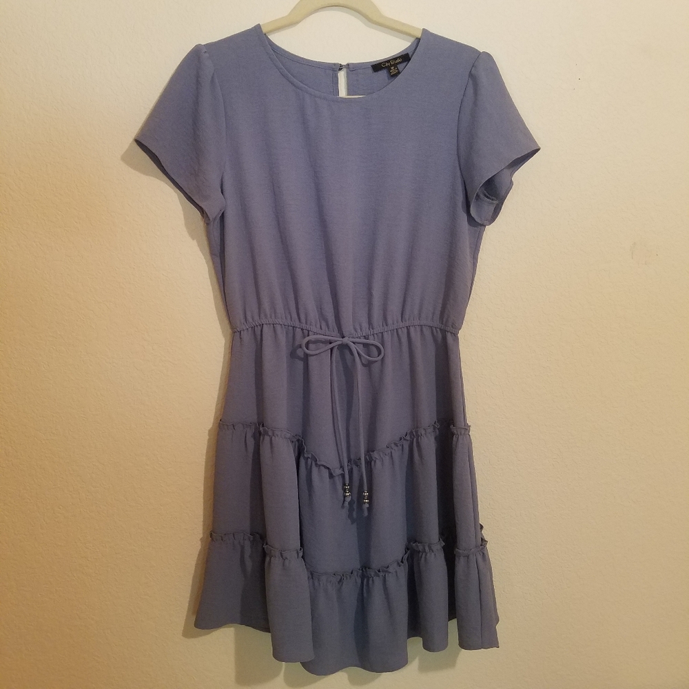 City Studio Periwinkle Tiered Dress  Wedding Guest Western Line Dancing Cowgirl